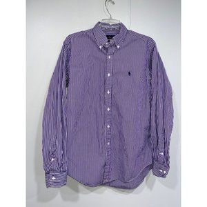 Polo Ralph Lauren Classic Fit Pony Mens Purple Stripe Button Shirt 15.5‎ 34/35